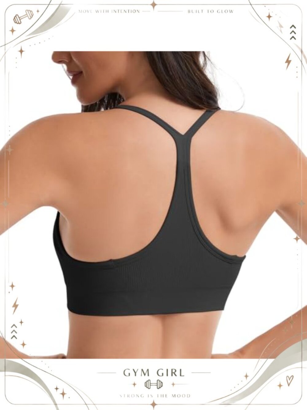 Women's Y Back Sports Bra Seamless Racerback Low Impact Yoga Workout Top